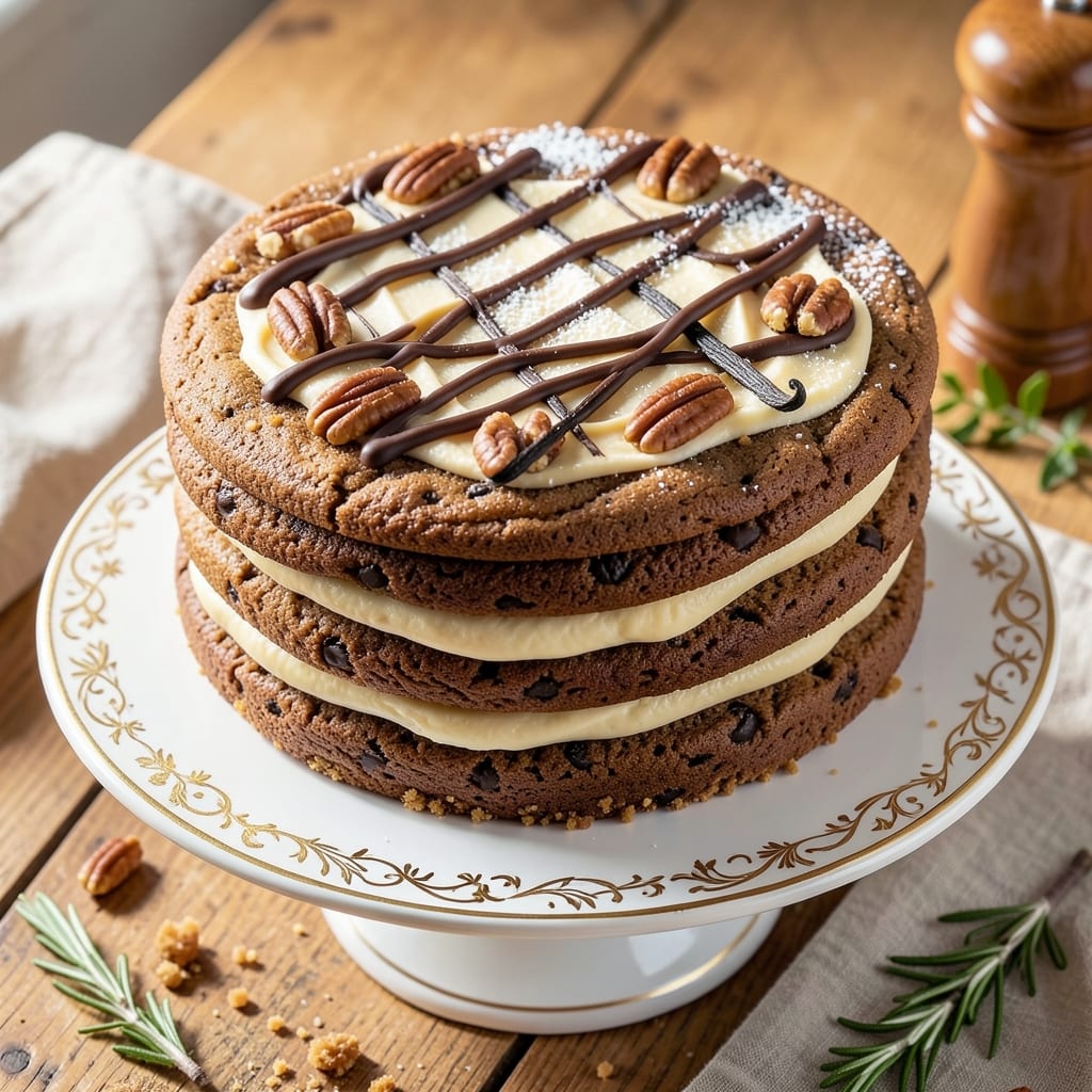 16-Inch Cookie Cake Recipe: Vanilla Bean Swirls and Cream Cheese Frosting Rivers
