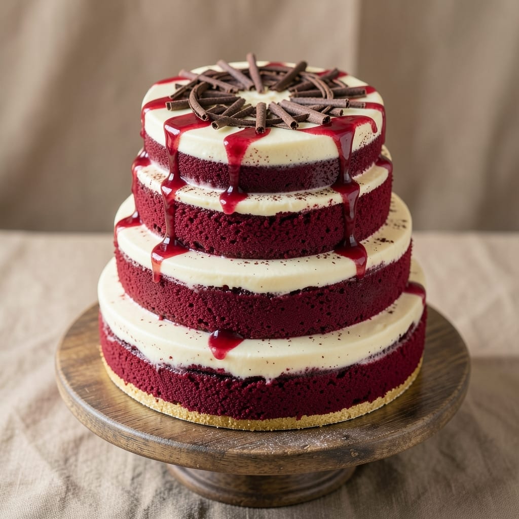 1920 Red Velvet Cake Recipe: Cream Cheese Frosting Swirls and Deep Red Velvet Layers