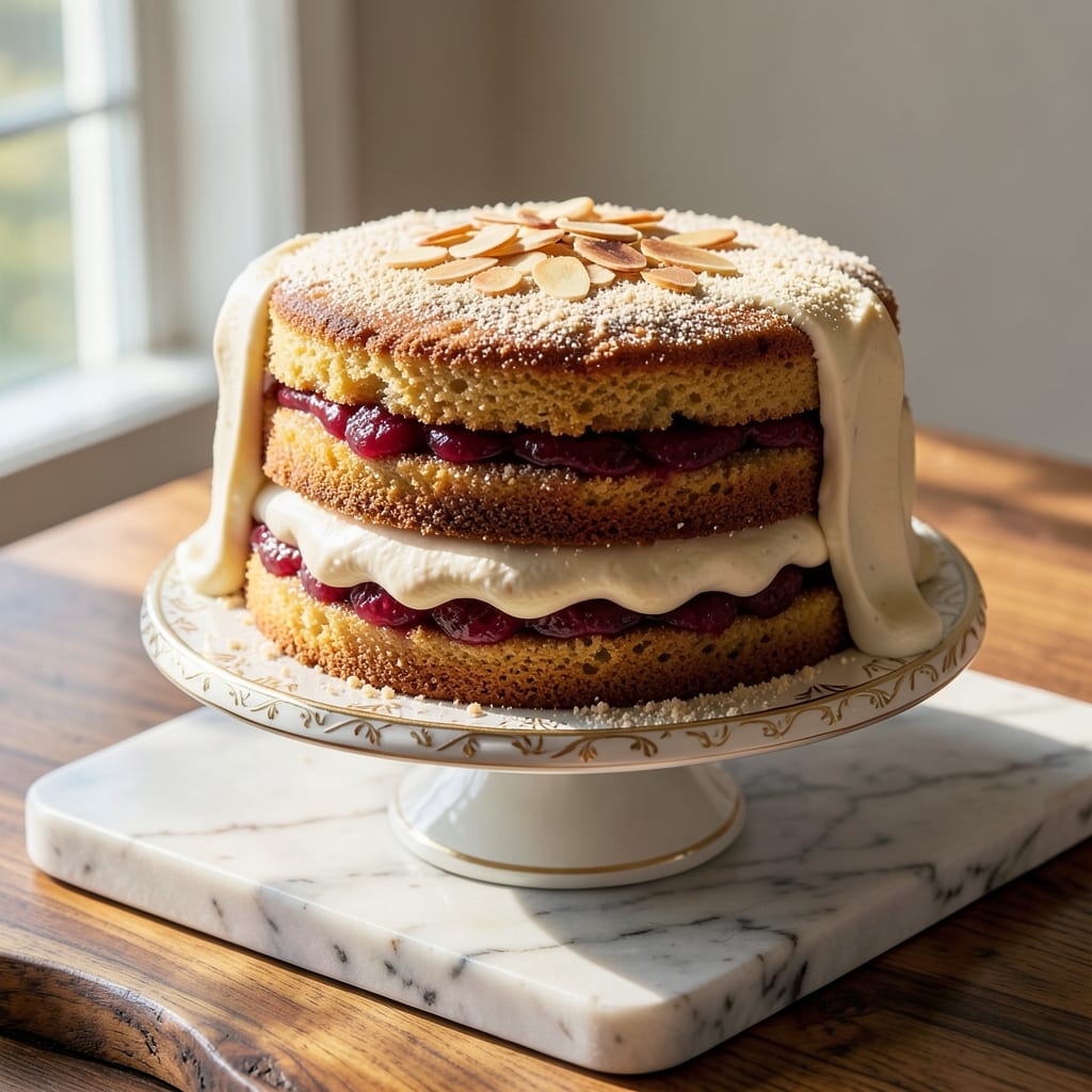 Almond Bakewell Cake Recipe: Nutty Swirls and Jam-Filled Layers
