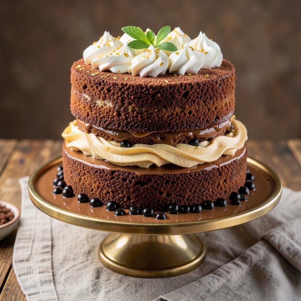 24 Karat Cake Recipe: Chocolate-Golden Crunch With Vanilla Buttercream Rivers