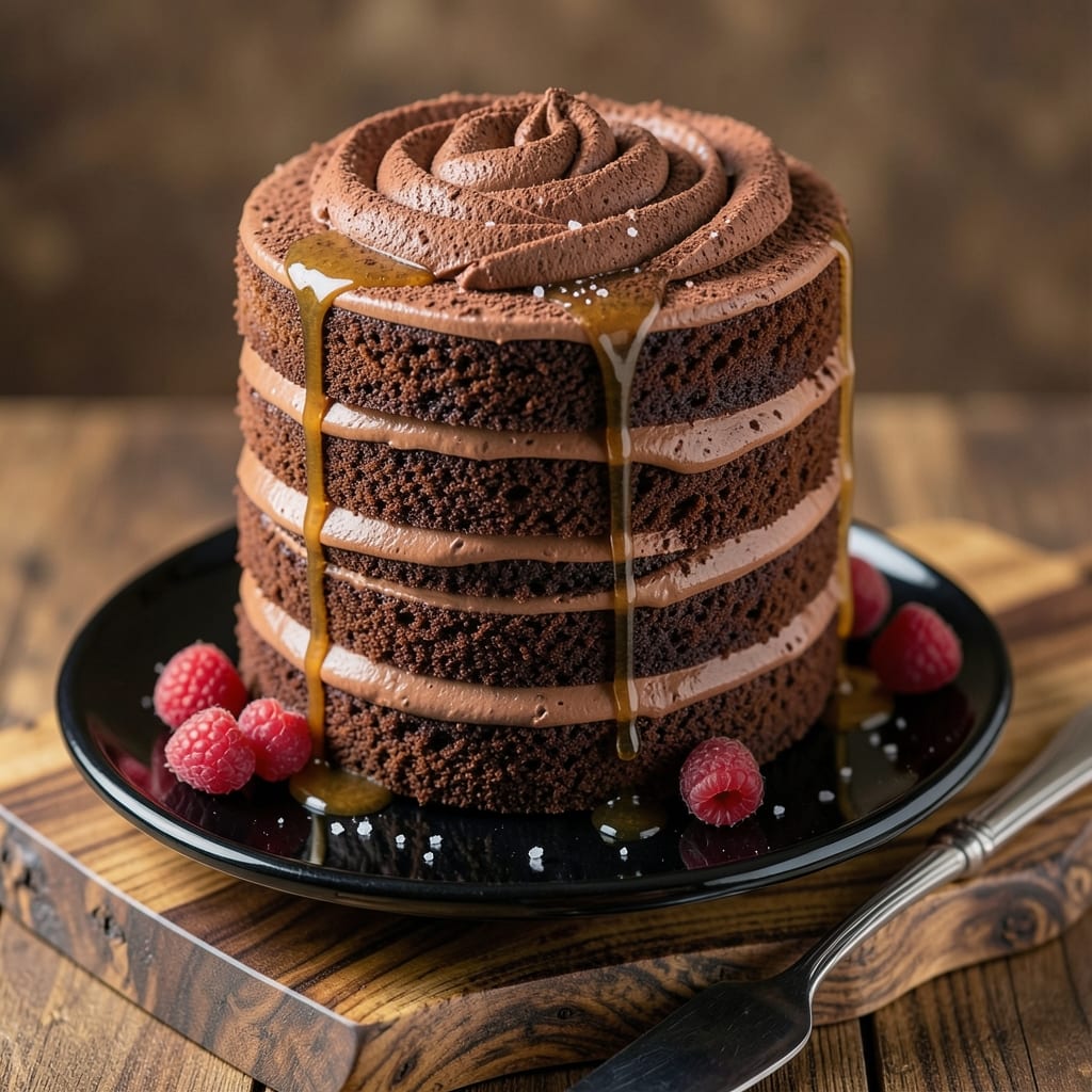 10-Minute Chocolate Cake Recipe: Fudgy Layers and Vanilla Buttercream Rivers