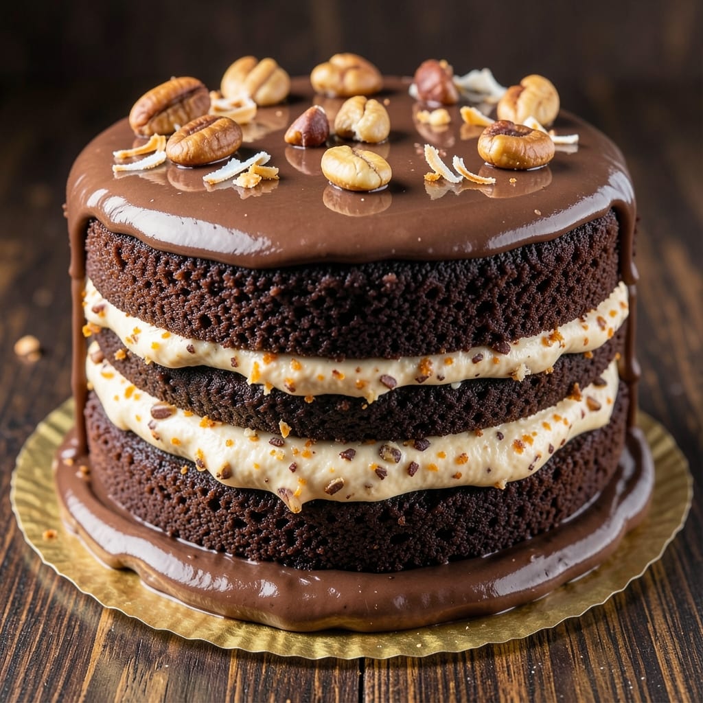 Almond Joy Layer Cake Recipe: Toasted Coconut and Chocolate Swirl Magic