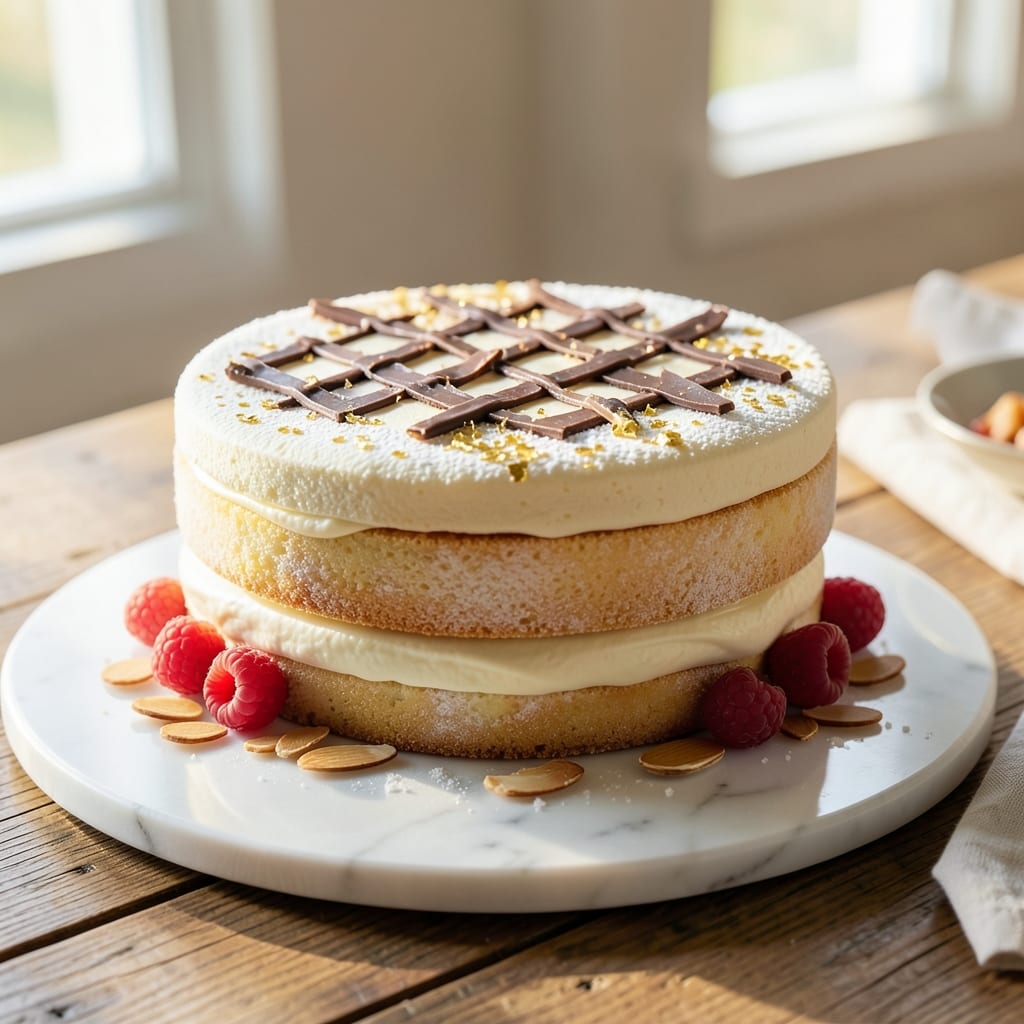 2-Layer 8-Inch Cake Recipe: Vanilla Bean Frosting Rivers and Crunchy Top Magic