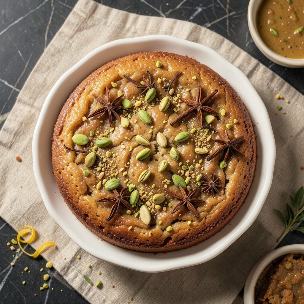 Almond Cake With Cardamom And Pistachio Recipe: Nutty-Aromatic Layers With Crunchy Topping