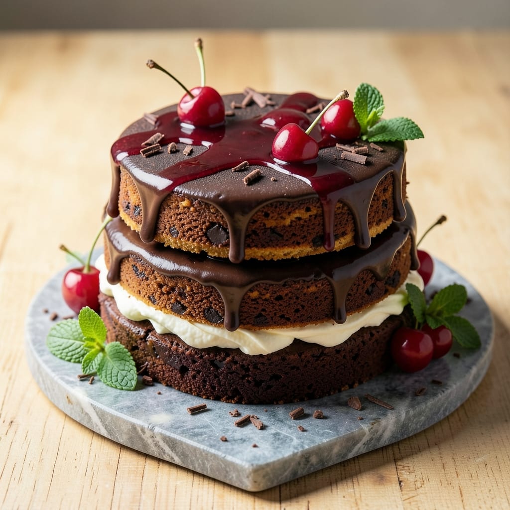 Alcohol Free Black Forest Cake Recipe: Boozy-Free Layers With Cherries and Cream