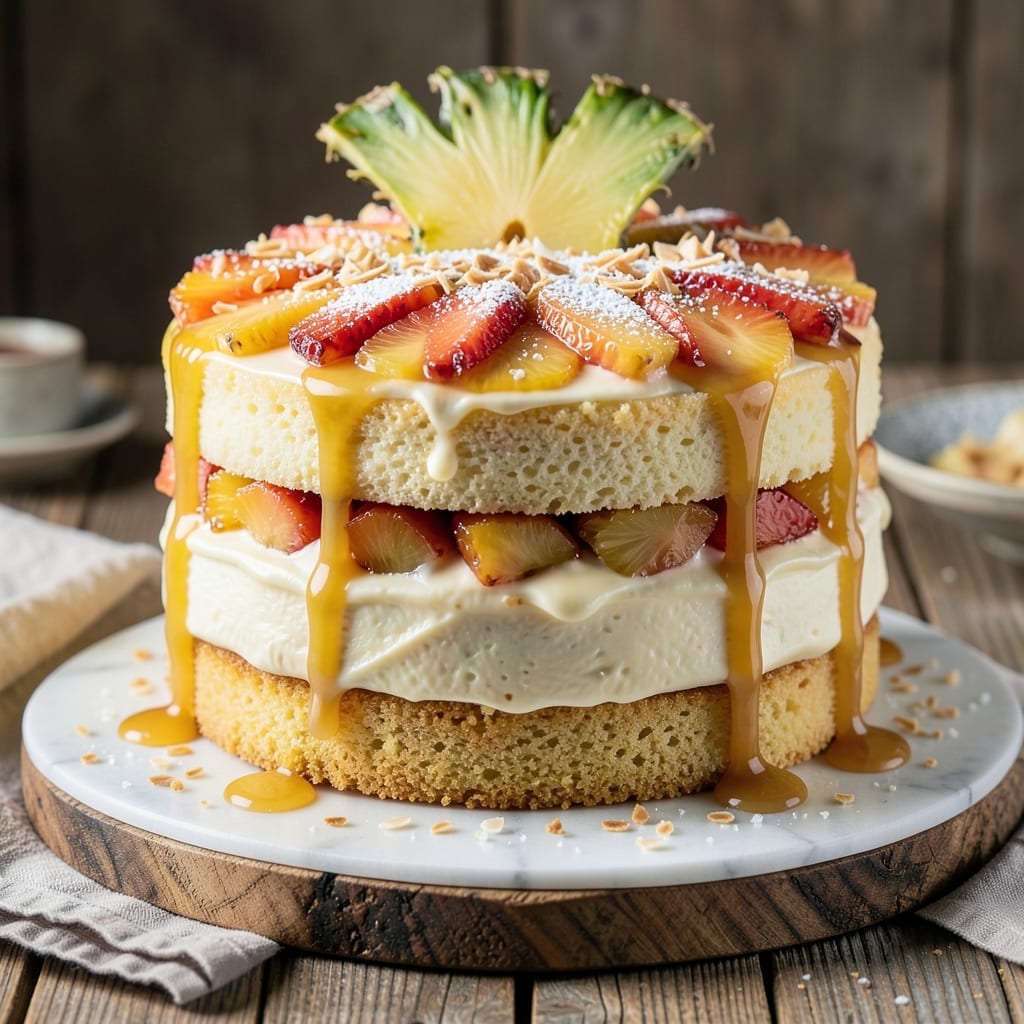 3 Layer Pineapple Coconut Cake Recipe: Tropical Flavor Stacked in One Tin