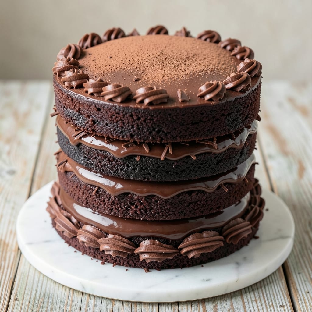 4-Layer 6-Inch Chocolate Cake Recipe: Frosting-Filled Height Without Crumbs