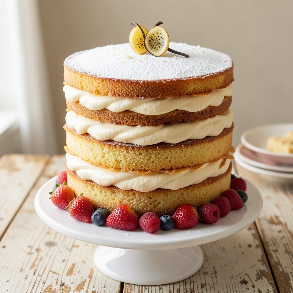 4 Layer 8 Inch Cake Recipe: Vanilla Bean Frosting Rivers and Crispy Top Contrast