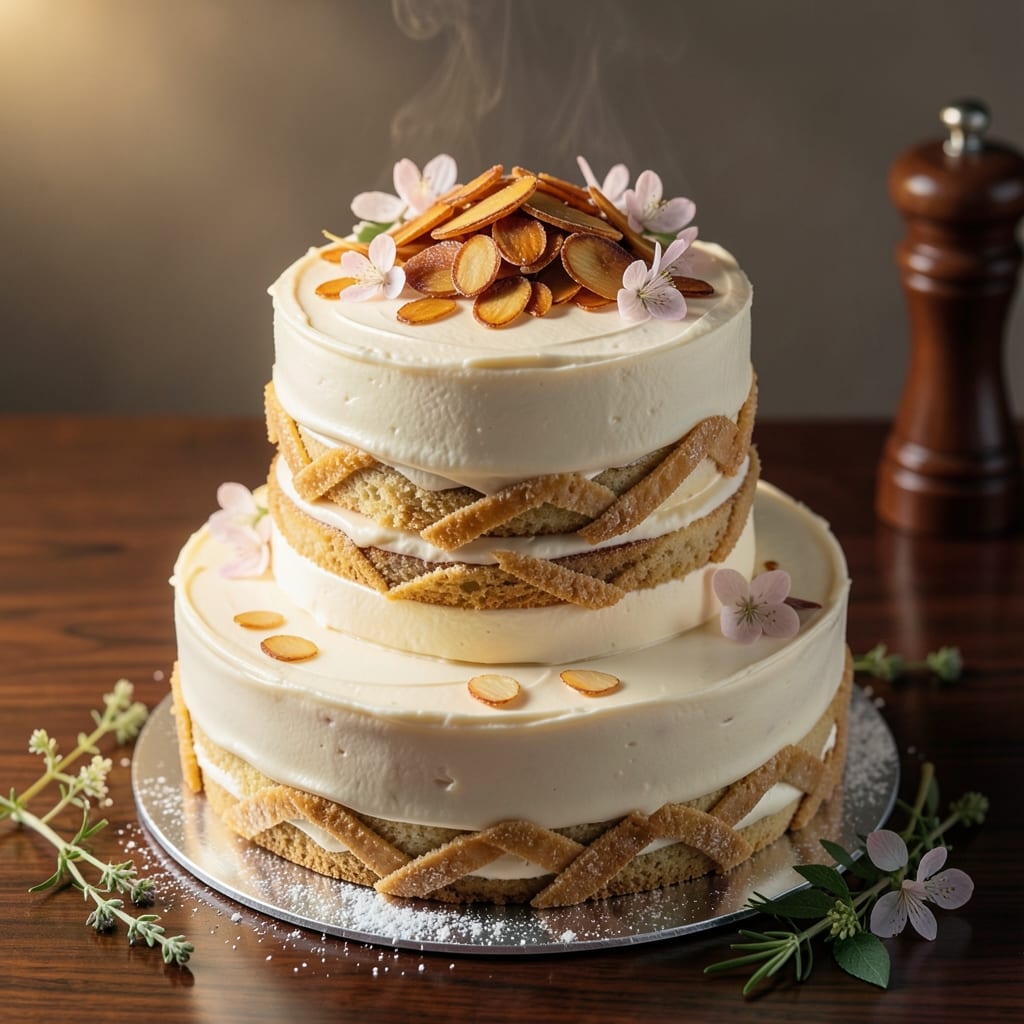 Almond Flavored Wedding Cake Recipe: Marzipan-Infused Layers with Buttery Crispness