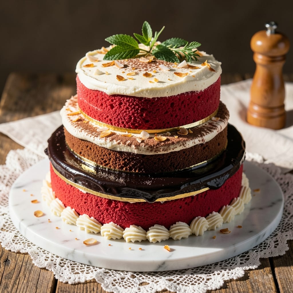 3 Queens Cake Recipe: Layered Vanilla, Chocolate, and Red Velvet Magic